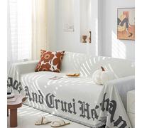 Highdi Serviette de Canapé Chenille, Moderne Simplicité Housse Anti-Poussière Canapé Serviette Lavable Couverture Protège Chat Anti Griffe pour Domestiques Animaux Enfants (Blanc,180x420cm)
