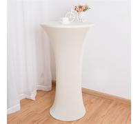 Highdi Stretch Housse Mange Debout, Table Mange Debout Extensibles en Spandex Housse de Table Haute Ronde Cocktail pour Mariage, Banquet, Anniversaire, Fête (Beige,Ф60cm)