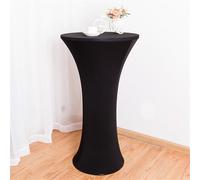 Highdi Stretch Housse Mange Debout, Table Mange Debout Extensibles en Spandex Housse de Table Haute Ronde Cocktail pour Mariage, Banquet, Anniversaire, Fête (Noir,Ф70cm)