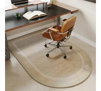 Highdi Tapis Chaise de Bureau, Semi-Circulaire Tapis Chaise Gaming Antidérapant, Épaissi Protection de Sols Durs pour Bureau, Bois de Sol, Carrelage (Rayure Camel,90x140cm)