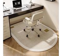 Highdi Tapis Chaise de Bureau, Semi-Circulaire Tapis Chaise Gaming Antidérapant Facile à Nettoyer, Protection de Sols Durs, Bois de Sol, Carrelage pour Bureau (Lin,100x120cm)