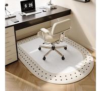 Highdi Tapis Chaise de Bureau, Semi-Circulaire Tapis Chaise Gaming Antidérapant Facile à Nettoyer, Protection de Sols Durs, Bois de Sol, Carrelage pour Bureau (Beige Blanc,100x120cm)