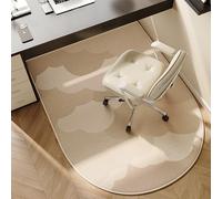 Highdi Tapis Chaise de Bureau, Semi-Circulaire Tapis Chaise Gaming Antidérapant Facile à Nettoyer, Protection de Sols Durs, Bois de Sol, Carrelage pour Bureau (Beige Gris,90x120cm)