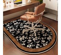 Highdi Tapis Chaise de Bureau, Semi-Circulaire Tapis Chaise Gaming Antidérapant, Style Rétro Protection de Sols Durs pour Bureau, Bois de Sol, Carrelage (Café Noir,60x90cm)