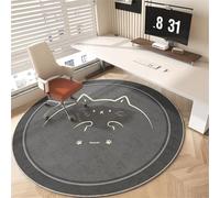 Highdi Tapis Chaise de Bureau, Tapis Chaise Gaming Antidérapant Facile à Nettoyer, Imprimé Chat Ronde Protection de Sols Durs, Bois de Sol, Carrelage pour Bureau (Gris foncé,Diamètre 100cm)