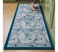 Highdi Tapis Cuisine Absorbant Diatomite - Modèle Pastoral, Tapis Devant Evier, Séchage Rapide, Antidérapant, Lavable, Bleu, 60x120cm