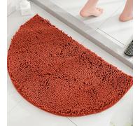Highdi Tapis de Bain Antiderapant Absorbant, Tapis Salle de Bain en Microfibre de Chenille Doux Moelleuse, Lavable en Machine pour Douche, Baignoire, Paillasson Demi-Cercle (Orange,40x60cm)