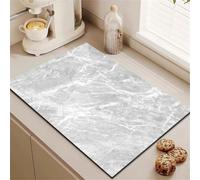 Highdi Tapis Égouttoir Vaisselle Absorbant, 2,5 mm d'épaisseur Tapis de Machine à Café Séchage Rapide, Tapis Évier Cuisine, Tapis de Séchage Vaisselle Antidérapant (marbre gris 4,30x40cm)