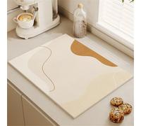 Highdi Tapis Égouttoir Vaisselle Absorbant, Tapis de Machine à Café Séchage Rapide, Tapis Évier Cuisine, Tapis de Séchage Vaisselle Antidérapant pour Bar à Café (30x40cm,texture courbe 5)
