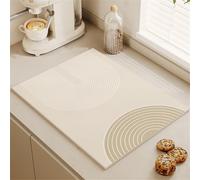 Highdi Tapis Égouttoir Vaisselle Absorbant, Tapis de Machine à Café Séchage Rapide, Tapis Évier Cuisine, Tapis de Séchage Vaisselle Antidérapant pour Bar à Café (30x40cm,texture courbe 3)