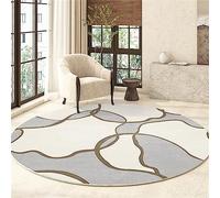 Highdi Tapis Rond Salon, Moderne Ligne Minimaliste Tapis de Sol Décoration Antidérapant pour Salon Chambre Cuisine Balcon Terrasse Salle à Manger Intérieur Extérieur (120cm,Gris)