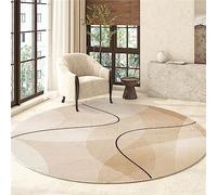 Highdi Tapis Rond Salon, Moderne Ligne Minimaliste Tapis de Sol Décoration Antidérapant pour Salon Chambre Cuisine Balcon Terrasse Salle à Manger Intérieur Extérieur (80cm,Kaki)