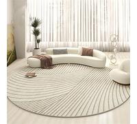 Highdi Tapis Rond Salon, Moderne Tapis de Sol Décoration Antidérapant pour Salon Chambre Cuisine Balcon Terrasse Salle à Manger Intérieur Extérieur - Minimalisme Artistique (100cm,Bande)