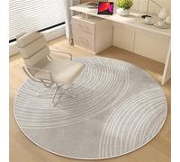 Highdi Tapis Rond Salon, Moderne Tapis de Sol Décoration Antidérapant pour Salon Chambre Cuisine Balcon Terrasse Salle à Manger Intérieur Extérieur - Minimalisme Artistique (80cm,Kaki)