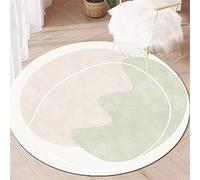 Highdi Tapis Rond Salon, Nordique Imprimé Tapis de Sol Décoration Antidérapant Minimalisme pour Salon Chambre Cuisine Balcon Terrasse Salle à Manger Intérieur & Extérieur (60cm,Été Vert)
