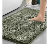 Highdi Tapis Salle de Bain de Chenille Absorbant Antiderapant, Tapis de Sol Rectangulaire en Microfibre Doux Moelleuse, Paillasson Lavable pour Cuisine, Douche, Baignoire (Vert Olive,50x80cm)