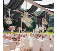Highdi Tenture Mariage Plafond, Rideaux de Plafond Mousseline de Soie Tenture Mariage Semi Voile pour Arche de Mariage, Anniversaires Fête (75x1000cm,Noir)