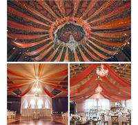 Highdi Tenture Mariage Plafond, Rideaux de Plafond Mousseline de Soie Tenture Mariage Semi Voile pour Arche de Mariage, Fête Prénatale (75x600cm,Orange)