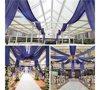 Highdi Tenture Mariage Plafond, Rideaux de Plafond Mousseline de Soie Tenture Mariage Semi Voile pour Arche de Mariage, Fête Prénatale (75x600cm,Bleu Marine)