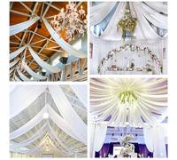 Highdi Tenture Mariage Plafond, Rideaux de Plafond Mousseline de Soie Tenture Mariage Semi Voile pour Arche de Mariage, Fête Prénatale (150x300cm,Blanc)