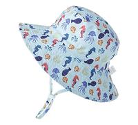 Highdi Unisexe Chapeau Bob Bébé Fille Garçon Chapeau de Soleil, Réglable Large Bord Chapeaux de Pêcheur avec Corde Réglage Protection Solaire Pliable Casquette de Plage Été (Hippocampe,S(46-50cm))
