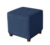Highdi Velours Housse Ottomane Housses de Pouf Extensible Carrées, Housse de Repose-Pieds Protecteur de Meubles Housse de Tabouret avec Fond Élastique Antidérapante Lavable (S,Bleu Marine)