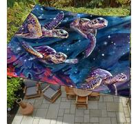 Highdi Voile d'ombrage Imperméable, Rectangulaire Toile Ombrage Exterieur Protection UV Voile d'Ombrage Auvent de Terrasse pour Extérieur Jardin Pergola, Motif Mystérieux 3D (Tortue 2,1.5x1.5m)