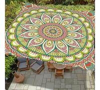 Highdi Voile d'ombrage Imperméable, Toile Ombrage Exterieur Protection UV, Voile d'Ombrage Rectangulaire Imprimé Mandala Mode, Auvent de Terrasse Balcon Store avec Accessoires (Turquoise,2,0x2,0m)