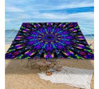 Highdi Voile d'ombrage Imperméable, Toile Ombrage Exterieur Protection UV, Voile d'Ombrage Rectangulaire Motif Mandala Mode, Auvent de Terrasse Balcon Store avec Accessoires (Bleu-Vert,1,5x1,5m)