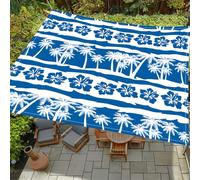 Highdi Voile d'ombrage Imperméable,Toile Ombrage Exterieur Protection UV,Voile d'Ombrage Rectangulaire Floral Tropical d'été,Auvent de Terrasse Balcon Store avec Accessoires (Bleu,2,0x2,4m)