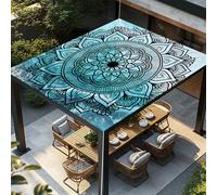 Highdi Voile d'ombrage Imperméable, Toile Ombrage Exterieur Protection UV, Voile d'Ombrage Rectangulaire Rétro Multicolore, Auvent de Terrasse Balcon Store avec Accessoires (Bleu Aqua,1,5x1,5m)