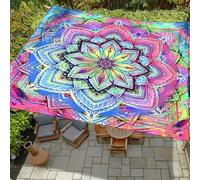 Highdi Voile d'ombrage Imperméable, Toile Ombrage Exterieur Protection UV, Voile d'Ombrage Rectangulaire Imprimé Mandala Mode, Auvent de Terrasse Balcon Store avec Accessoires (Violet,1,5x1,5m)