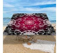 Highdi Voile d'ombrage Imperméable, Toile Ombrage Exterieur Protection UV, Voile d'Ombrage Rectangulaire Motif Mandala Mode, Auvent de Terrasse Balcon Store avec Accessoires (Rouge Vin,1,5x1,5m)