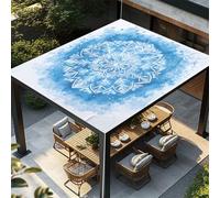 Highdi Voile d'ombrage Imperméable, Toile Ombrage Exterieur Protection UV, Voile d'Ombrage Rectangulaire Style Rétro Coloré, Auvent de Terrasse Balcon Store avec Accessoires (Bleu Blanc,2,0x2,4m)