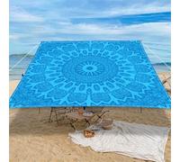 Highdi Voile d'ombrage Imperméable, Toile Ombrage Exterieur Protection UV, Voile d'Ombrage Rectangulaire Motif Mandala Mode, Auvent de Terrasse Balcon Store avec Accessoires (Bleu,2,0x2,4m)