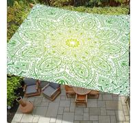 Highdi Voile d'ombrage Imperméable, Toile Ombrage Exterieur Protection UV, Voile d'Ombrage Rectangulaire Imprimé Mandala Mode, Auvent de Terrasse Balcon Store avec Accessoires (Vert,2,0x2,0m)