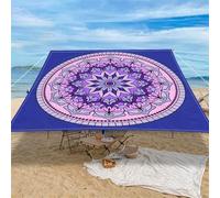 Highdi Voile d'ombrage Imperméable, Toile Ombrage Exterieur Protection UV, Voile d'Ombrage Rectangulaire Motif Mandala Mode, Auvent de Terrasse Balcon Store avec Accessoires (Violet Clair,1,8x1,8m)