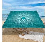 Highdi Voile d'ombrage Imperméable, Toile Ombrage Exterieur Protection UV, Voile d'Ombrage Rectangulaire Motif Mandala Mode, Auvent de Terrasse Balcon Store avec Accessoires (Aqua,1,8x1,8m)