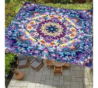 Highdi Voile d'ombrage Imperméable,Toile Ombrage Exterieur Protection UV,Voile d'Ombrage Rectangulaire Européen Rétro,Auvent de Terrasse Balcon Store avec Accessoires (Bleu-Violet,2.0x2.4m)