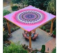 Highdi Voile d'ombrage Imperméable, Toile Ombrage Exterieur Protection UV, Voile d'Ombrage Rectangulaire Mandala Rétro, Auvent de Terrasse Balcon Store avec Accessoires (Bleu-Violet,2.0x2.4m)
