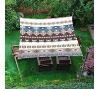 Highdi Voile d'ombrage Imperméable, Toile Ombrage Exterieur Protection UV, Voile d'Ombrage Rectangulaire Rétro Bohème, Auvent de Terrasse Balcon Store avec Accessoires (Bleu Blanc,1,5x1,5m)