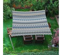 Highdi Voile d'ombrage Imperméable, Toile Ombrage Exterieur Protection UV, Voile d'Ombrage Rectangulaire Rétro Bohème, Auvent de Terrasse Balcon Store avec Accessoires (Bleu Foncé,2,0x2,0m)