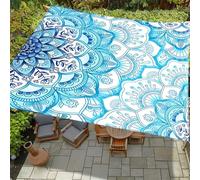 Highdi Voile d'ombrage Imperméable, Toile Ombrage Exterieur Protection UV, Voile d'Ombrage Rectangulaire Imprimé Mandala Mode, Auvent de Terrasse Balcon Store avec Accessoires (Bleu,2,0x2,0m)