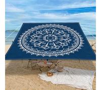 Highdi Voile d'ombrage Imperméable, Toile Ombrage Exterieur Protection UV, Voile d'Ombrage Rectangulaire Motif Mandala Mode, Auvent de Terrasse Balcon Store avec Accessoires (Bleu Foncé,2,0x2,0m)