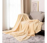 Highdi Waffel Couverture Polaire Plaid, Jeté de Canapé Douillette Confortable Couverture de Lit 2 Personnes Couverture d'hiver Chaude et Douce pour Chambre Canapé Lit Chat Ch (160 * 220cm,Jaune)