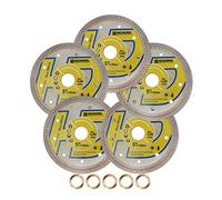 HIGHDRIL Disque a Tronconner Diamantés - 5pces Ø 125MM Lame de Scie Diamantée pour Carrelage, Céramique, Porcelaine, Terre cuite, Granit, Marbre, Pierre dure avec rondelle 22,23-15,875MM