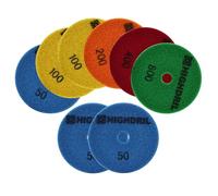 HIGHDRIL Disque de Polissage Diamant 8 Pièces - 100mm Grain #50x3/100x2/200/400/800 Sec Diamant Polissage Pads pour Marbre Granite Pierre Béton