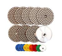 HIGHDRIL Disque de Polissage Diamant - 8PCS (#50x3/#100x2/#200/#400/#800) 100MM avec Support en Aluminium pour Granit Pierre Marbre Kit de Polissage pour Perceuse Meuleuse Polisseuse