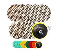 HIGHDRIL Disque de Polissage Diamant - 8PCS (#50x3/#100x2/#200/#400/#800) 125MM avec Support Plastique + Adaptateur M14 pour Granit Pierre Marbre Sol Kit de Polissage pour Perceuse Meuleuse Polisseuse