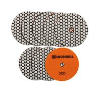 HIGHDRIL Disque de polissage diamant sec 8 pièces éparpillé #200 pour granit pierre béton marbre meuleuse ou polisseuse Dia 5 pouces/125 mm